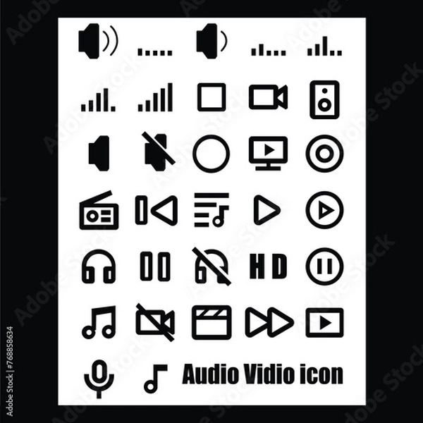 Fototapeta audio vidio icon set vector