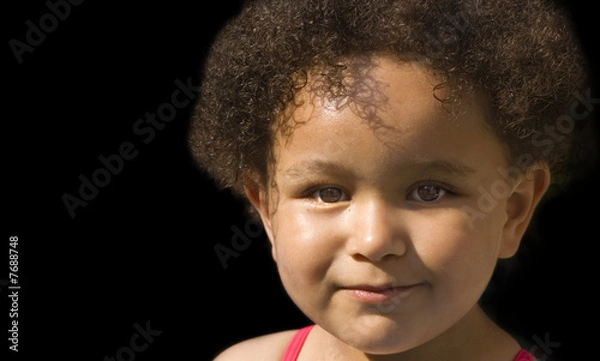 Fototapeta Young black baby girl with curly hair