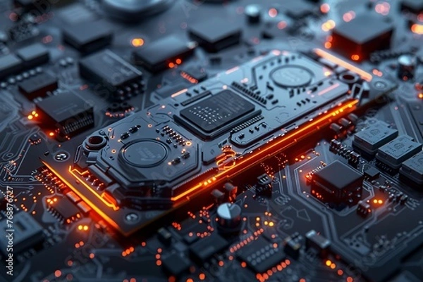 Obraz Explore a detailed illustration of a solid-state drive (SSD) highlighting the internal components and technology