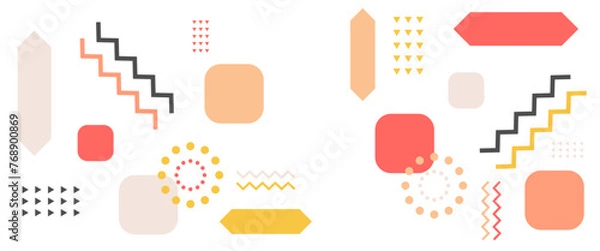 Fototapeta Colorful abstract banners with geometric memphis vector design. For banner, background, business or technology presentation, web brochure cover layout, wallpaper