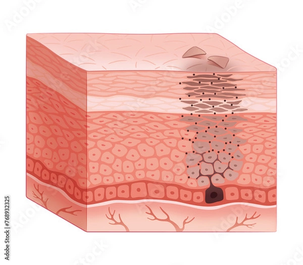 Fototapeta 皮膚の断面（シミ発生のメカニズム）