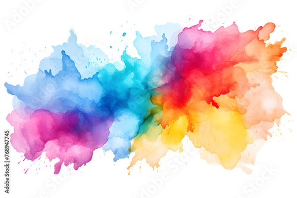 Fototapeta Multicolored rainbow ink stains Splashed with watercolor splashes watercolor vector transparent background