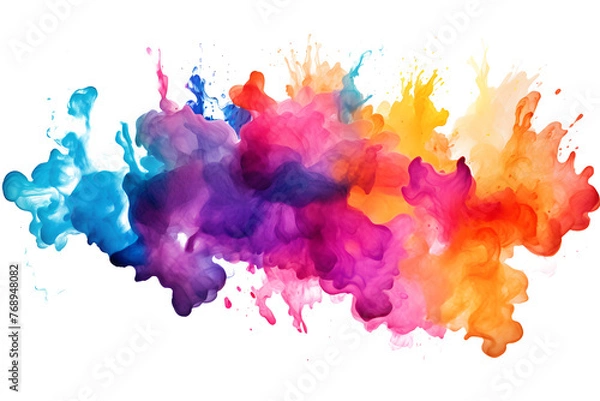 Fototapeta Multicolored rainbow ink stains Splashed with watercolor splashes watercolor vector transparent background