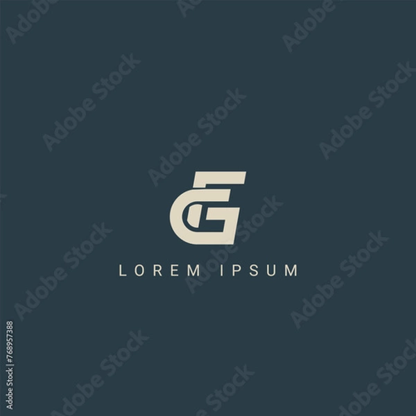 Fototapeta Minimal creative initial based GF logo and FG logo. Letter GF FG creative elegant monogram white color on black background