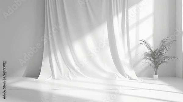 Obraz clean white room background with curtains