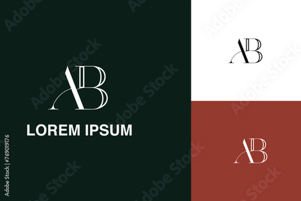 Fototapeta Alphabets Letters AB, BA,   Initials Logo Monogram