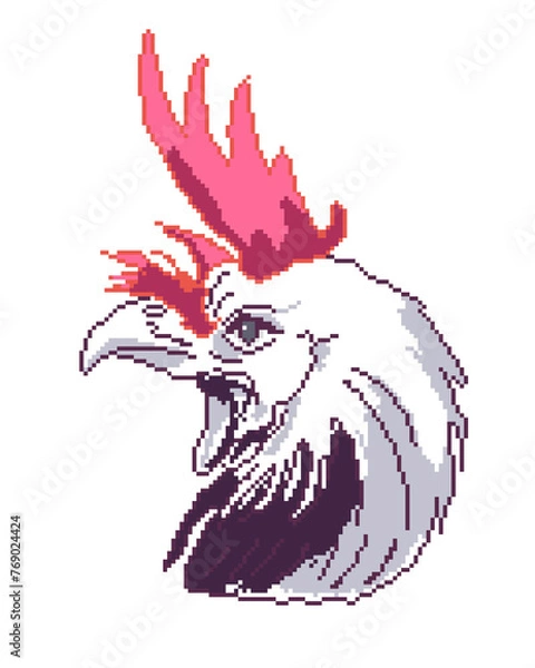 Fototapeta Rooster colorful in pixel art style. Color illustration for design