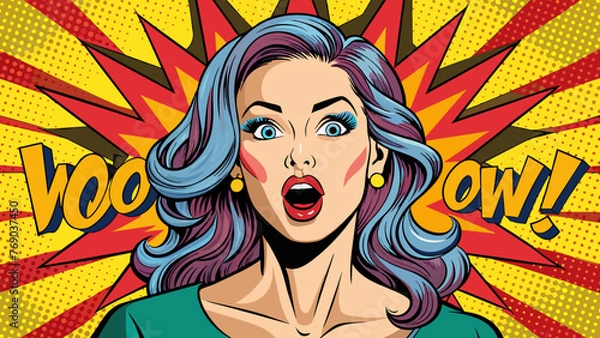 Obraz pop art illustration surprised girl comic woman