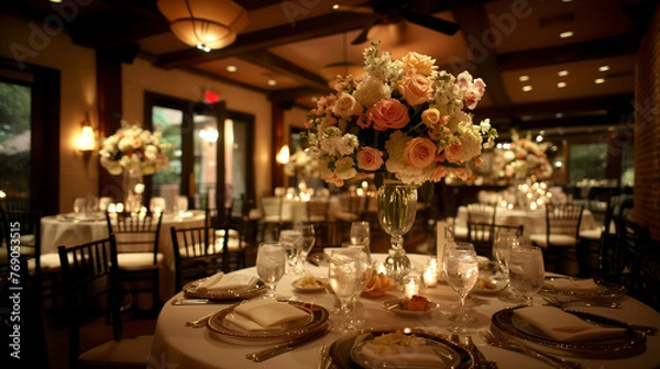 Fototapeta Commercially alluring wedding reception scene