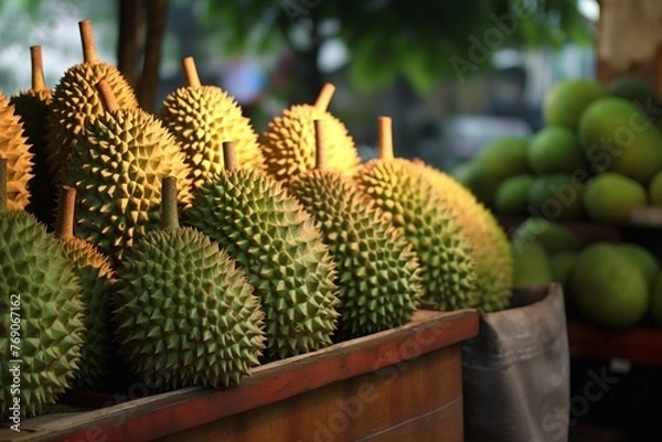 Obraz durian selling in a market