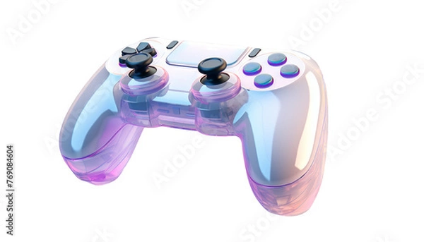 Fototapeta Game joystick isolated on white transparent background. Gamepad icon