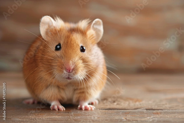 Obraz A purebred rodent poses for a portrait in a studio with a solid color background during a pet photoshoot.

