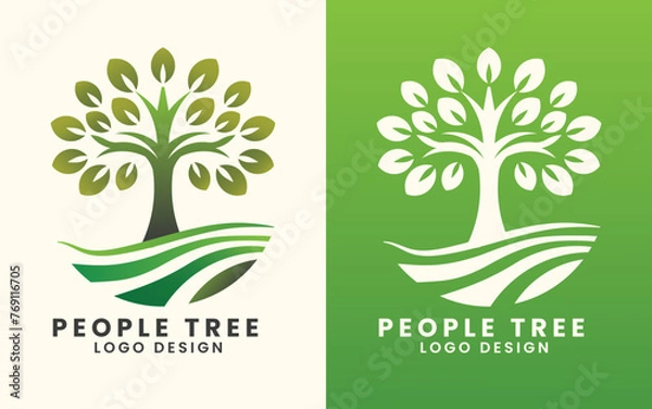 Obraz Natural green tree leaf organic vector logo design template
