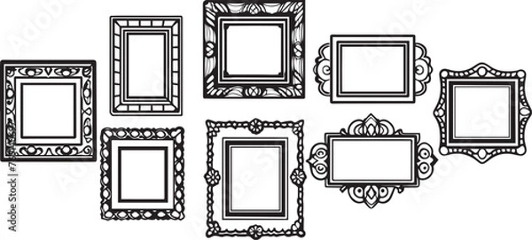 Fototapeta Set frames. Hand drawn vector illustration	