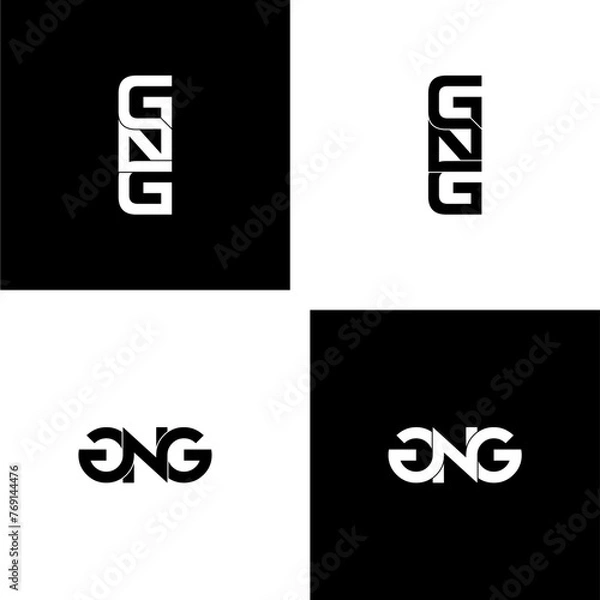 Fototapeta gng initial letter monogram logo design set