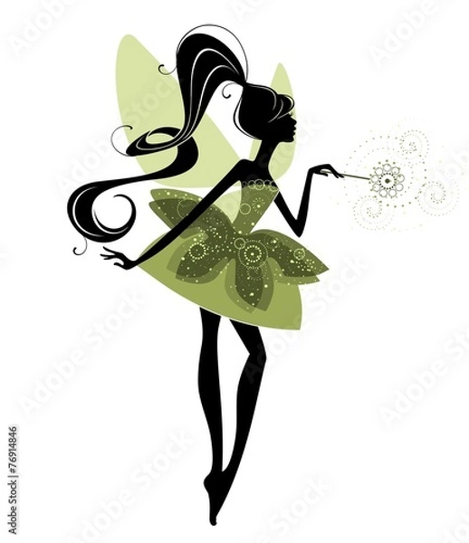 Obraz Силуэт феи с волшебной палочкой