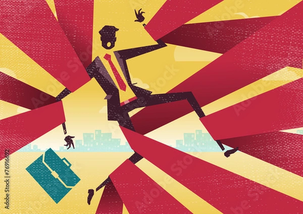 Fototapeta Businessman is caught up in Bureaucratic Red Tape.