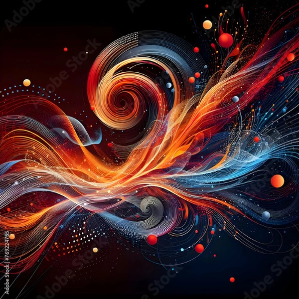 Fototapeta abstract fractal burst  fractal, light, swirl, wallpaper, illustration, design, space, spiral, motion, art, backdrop, pattern, color, vortex, energy, texture, wave, concept,Ai generated 