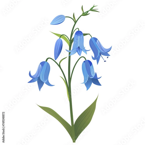 Fototapeta Illustration of the Royal Bluebell in a minimalist vector style, with bright, eye-catching colors