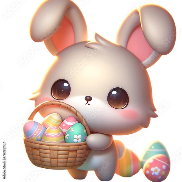 Obraz easter bunny with eggs,generative AI