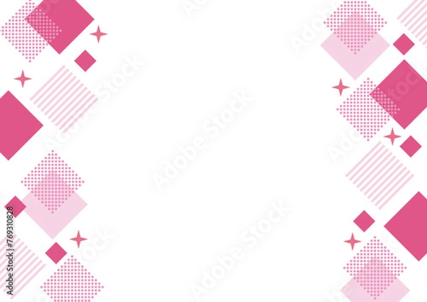 Fototapeta 幾何学　フレーム　四角　キラキラ　シンプル　ピンク