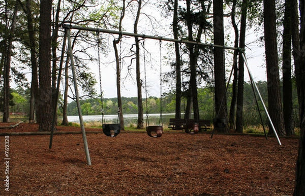 Obraz playground with lake background