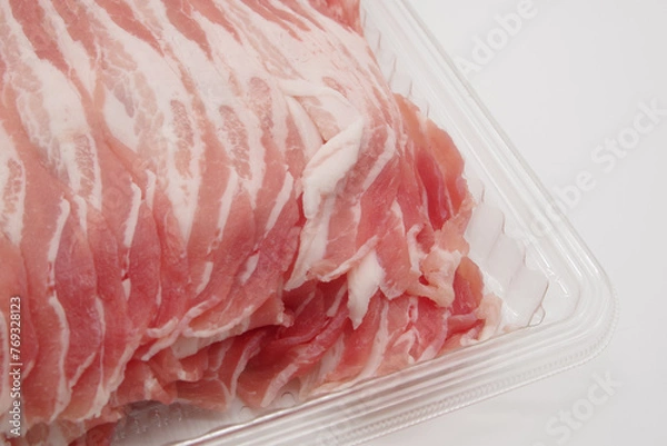 Fototapeta 豚肉。スーパーで売っている食材のイメージ。