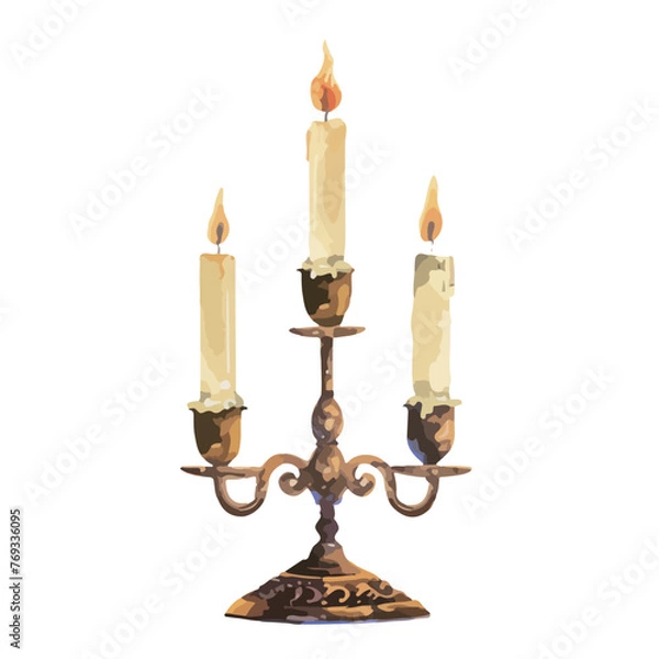 Obraz 水彩で描いたハロウィンのキャンドルのイラスト