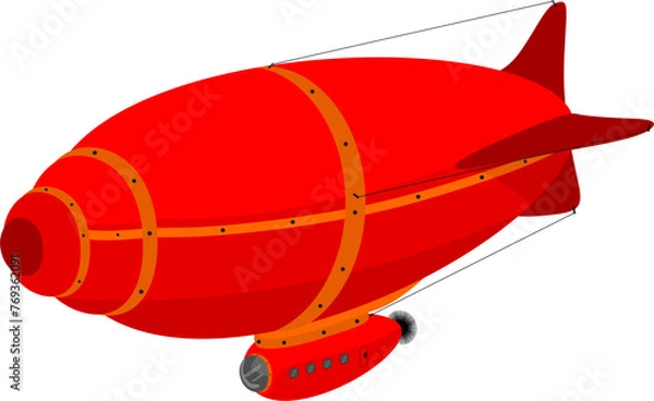 Obraz Red Zeppelin Airship Fantasy Vector Design