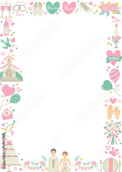 Fototapeta ウエディングのイラストのフレーム