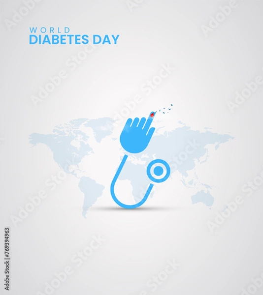 Fototapeta World Diabetes Day, Diabetes Day creative design for socail media post, vector illustration.