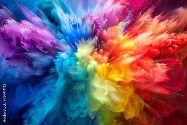 Fototapeta Color bombs explode bright background, HD, Generative Ai