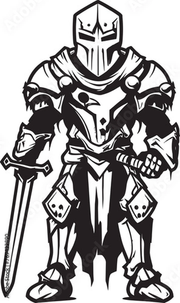 Fototapeta Soulless Sentinel Zombie Knight Soldier Black Vector Design Haunted Hero Zombie Knight Soldier Black Emblem Logo