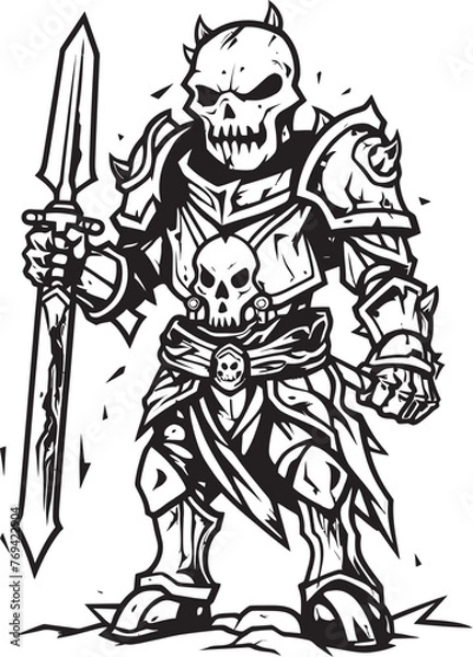 Fototapeta Phantom Warden Zombie Knight Soldier Black Icon Emblem Soulless Sentinel Zombie Knight Soldier Black Vector Design