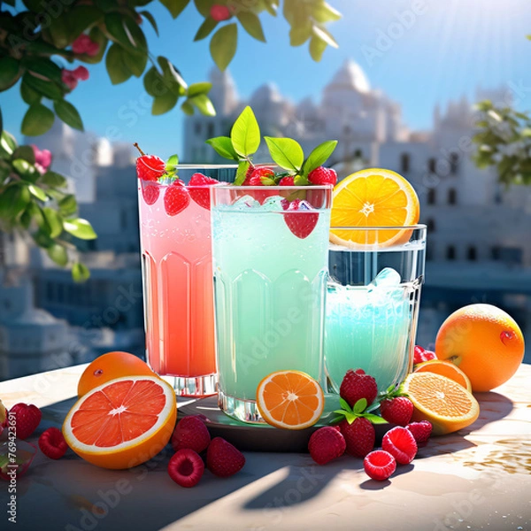 Obraz orange juice and fruits