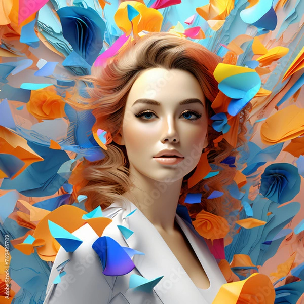 Obraz portrait of a woman with flowers