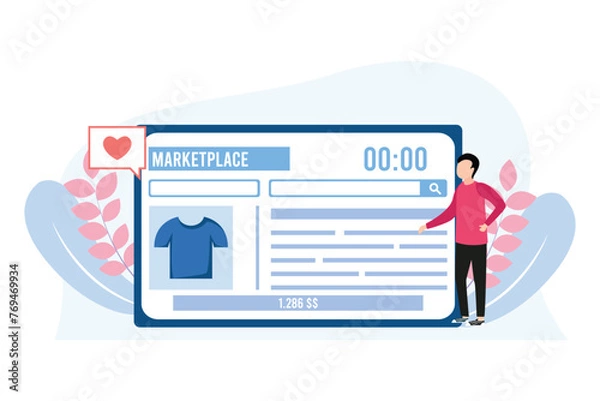 Fototapeta E Commerce Flat Design Illustration