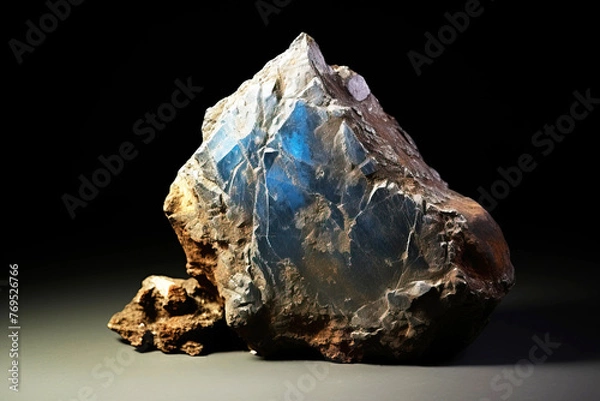 Obraz Ashburtonite is a rare precious natural stone on a black background. AI generated. Header banner mockup with space.