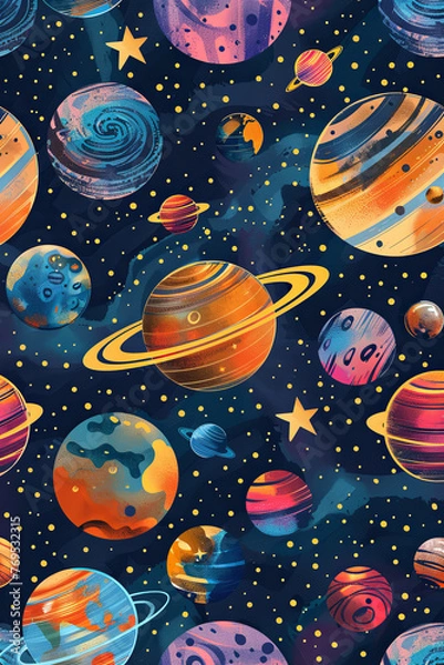 Fototapeta Colorful planets for background