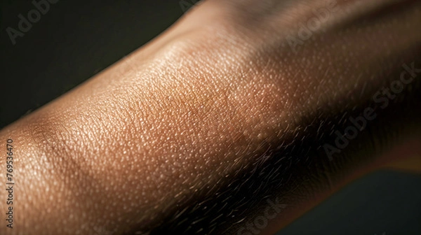 Obraz Redhead Beauty Close-Up of Goosebumps on a Woman's Arm, Revealing Skin Details