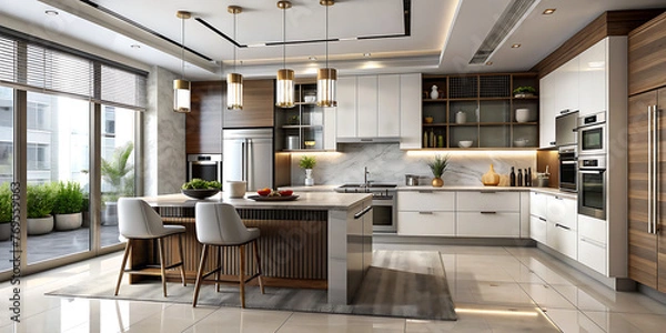 Fototapeta Modern kitchen interior design