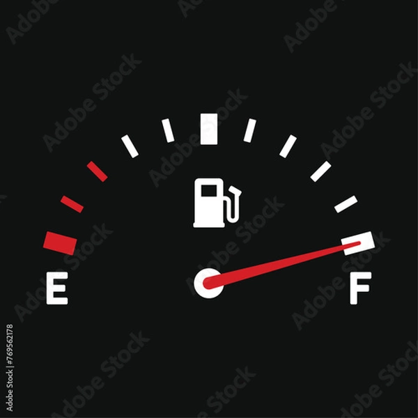 Fototapeta Fuel Indicator Panel on Black Background. Vector