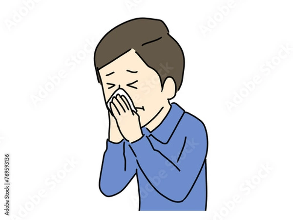 Obraz 鼻をかむ男性のイラスト