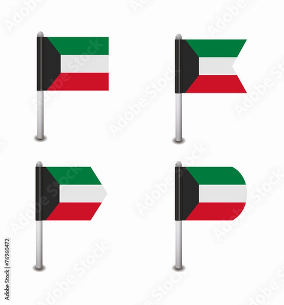 Fototapeta set of four flags Kuwait