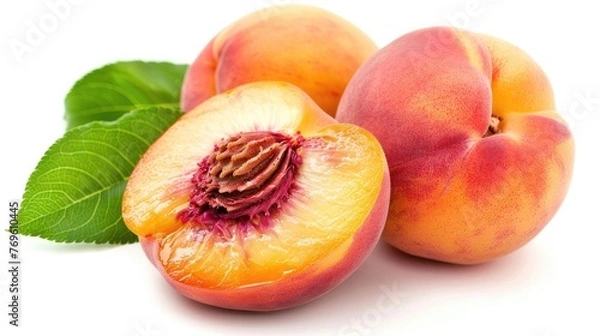 Fototapeta Peach . Delicate ripe tasty exotic fruit. Generative ai