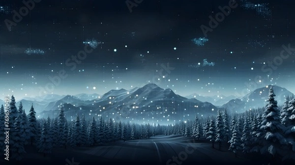 Fototapeta cyber winter, copy space for text