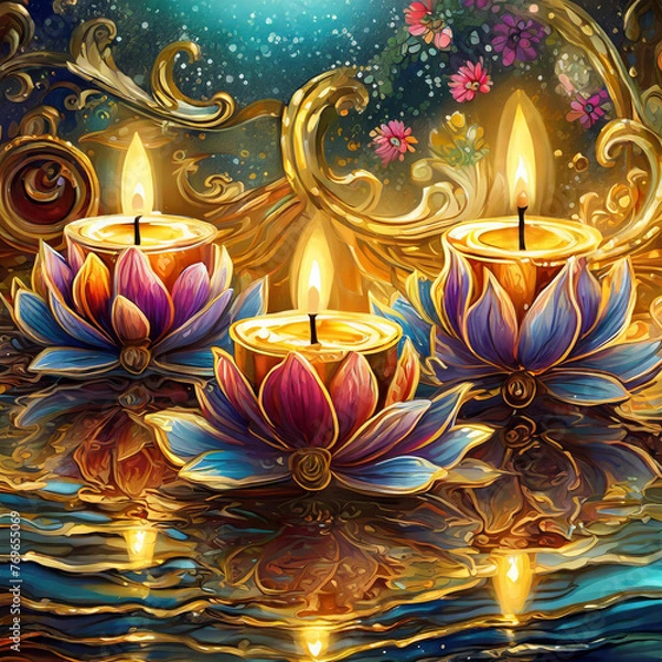 Obraz 금빛 물결을 부르는 꽃촛불