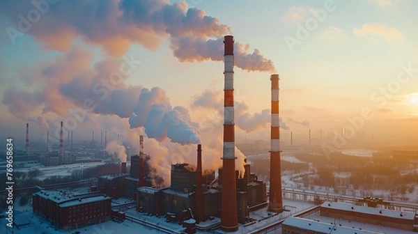 Obraz Modern Industrial Business Area with Advanced Manufacturing and Logistics Facilities