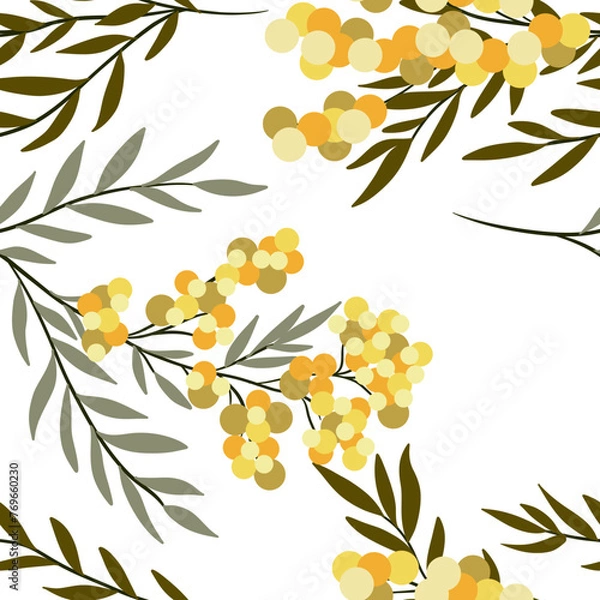 Obraz pattern with spring flowers mimosas 