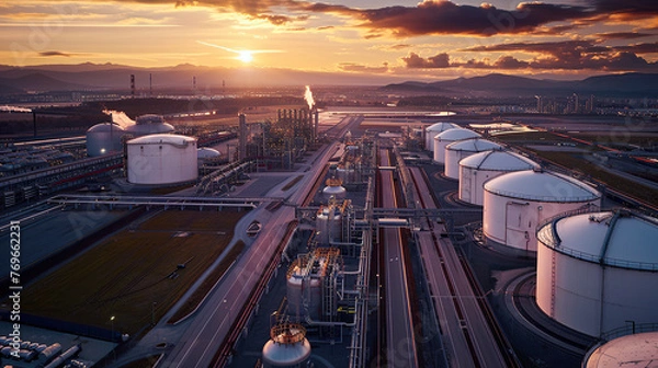 Obraz Modern Industrial Business Area with Advanced Manufacturing and Logistics Facilities